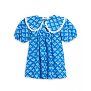 Sea Girls' Annika Puff Sleeve Cotton Dress Blue Size 12